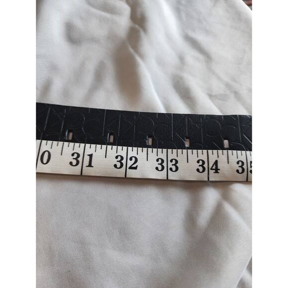 Calvin Klein Womens Black Embossed Logo Belt Silver Buckle Faux Leather Sz Small - Picture 12 of 15